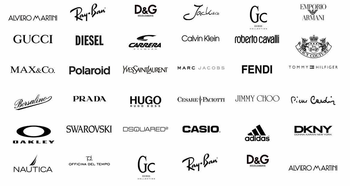 Alviero Martini, RayBan, D&G, Gucci, Diesel, Polaroid, Prada, Adidas, Fendi e tanti altri